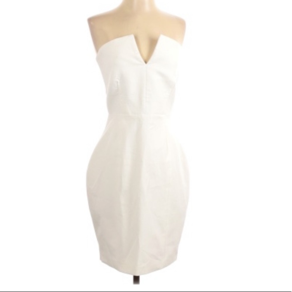 White strapless cocktail dress
